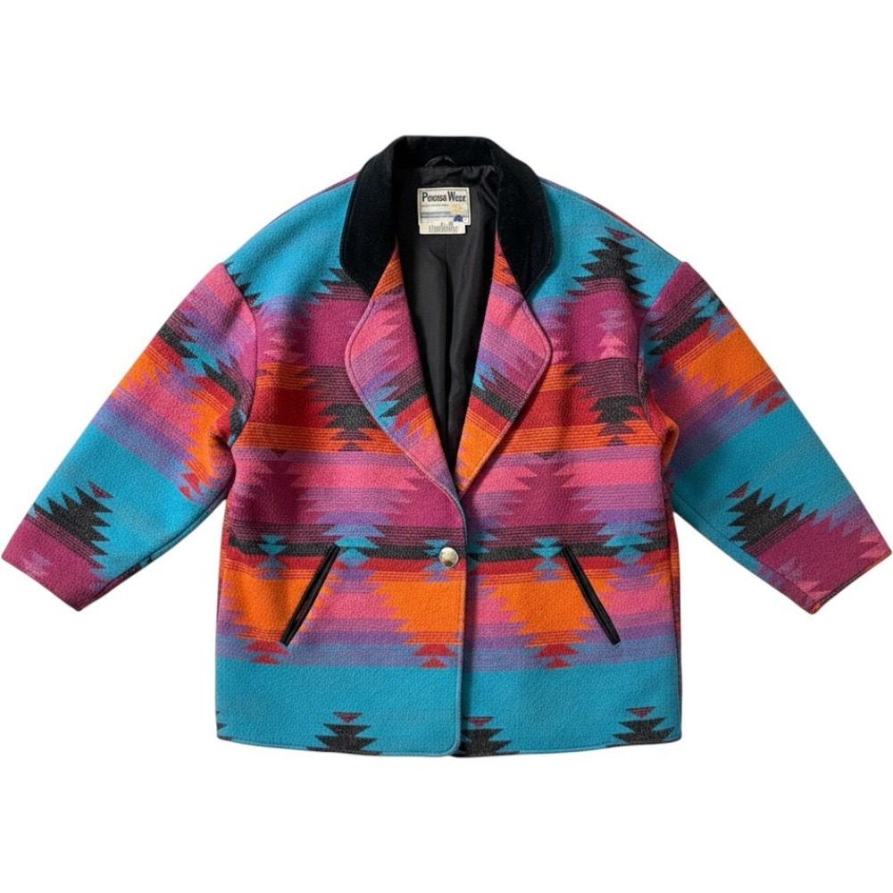 Pioneer Wear Blazer Womens 8 Multicolor Southwestern Wool Blend Jacket